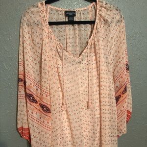 Liz Claiborne 3X Light Pink Pattern Blouse